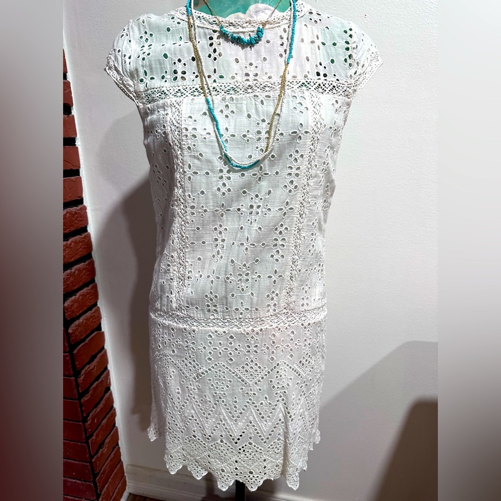 Joie White Eyelet Mini Dress, XS